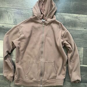 beige zip up hoodie